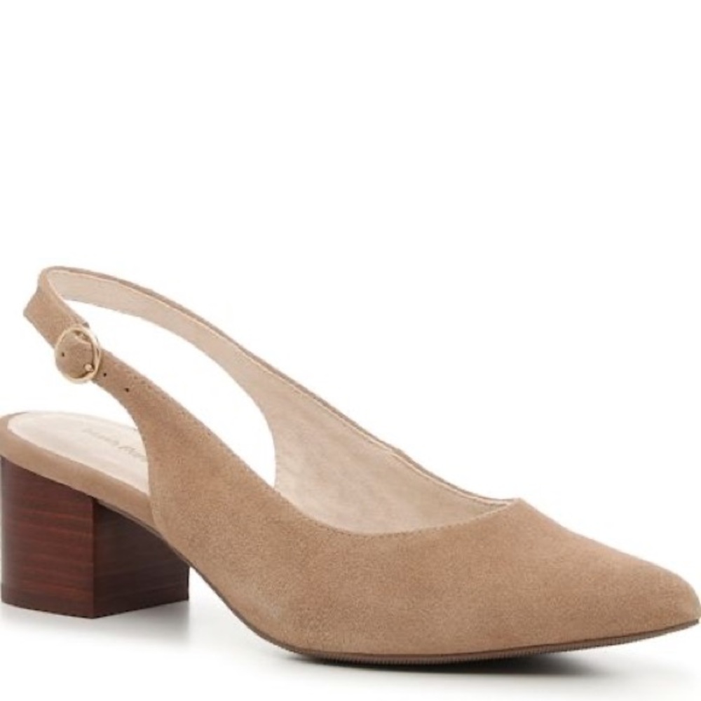 Tan Slingback Block Heels